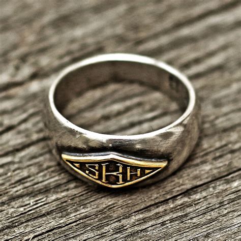 Monogram Ring Word Ring Initial Ring Name Ring Mens Ring Etsy