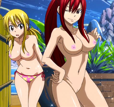 Rule 34 2girls Bikini Blonde Hair Breasts Brown Eyes Erza Scarlet