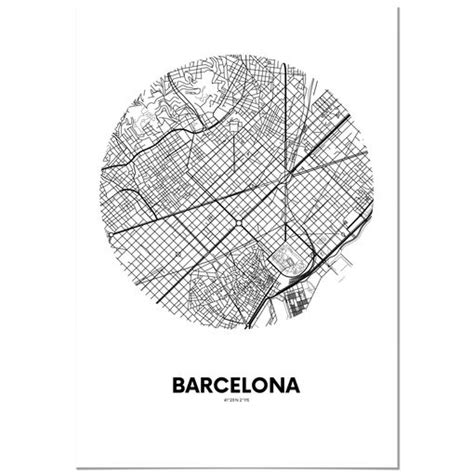 Panorama Cuadro De Aluminio Mapa Círculo De Barcelona 70x100 Cm con