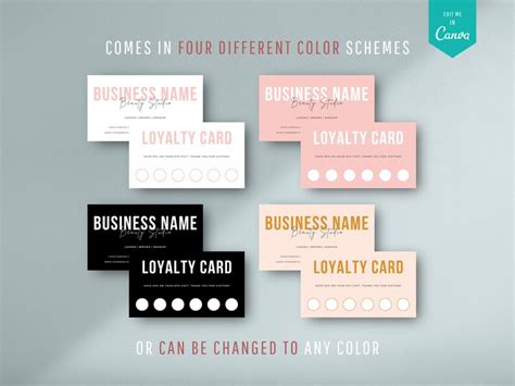 Editable Loyalty Card Template Beauty Salon Stamp Card Design Etsy