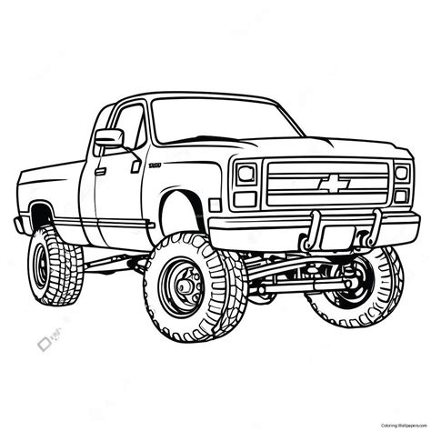 Custom Lifted Chevy Truck Coloring Page 22163 17526