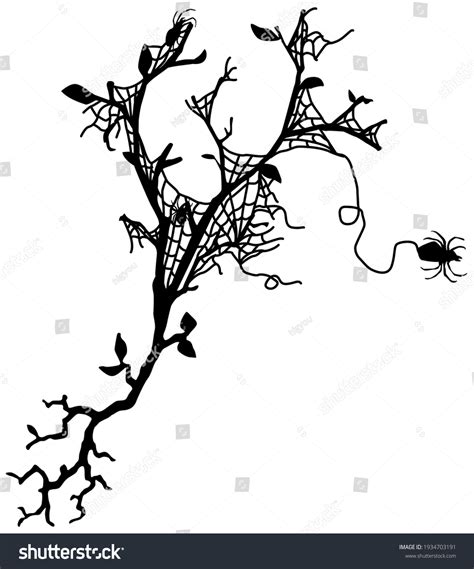 Spider Web Tree Symbol Silhouette Stencil Stock Vector (Royalty Free ...