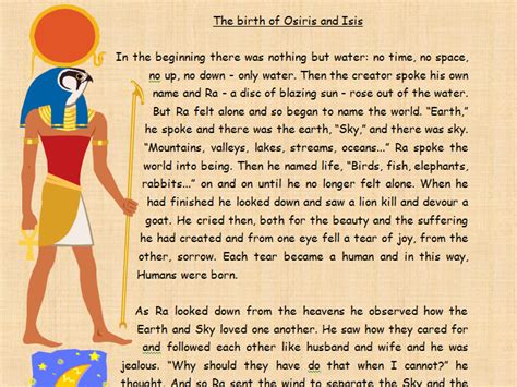 Ancient Egypt Myth Comprehension The Birth of Osiris and Isis | Teaching Resources