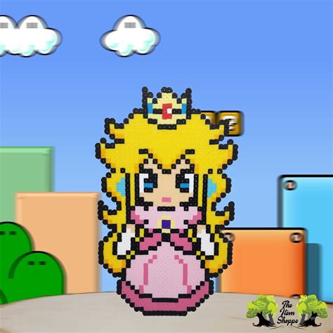 Papier Mario Princess Peach Brothers 8 Bit Pixel Art Perler Etsy