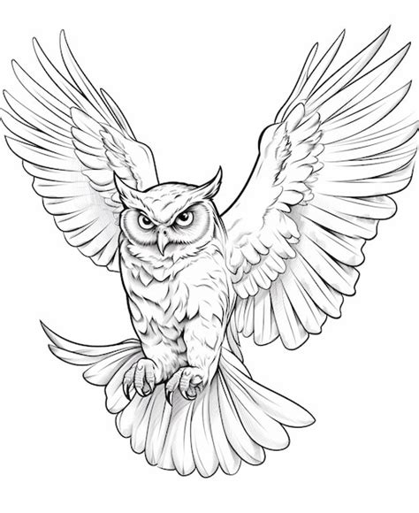 Premium AI Image | A drawing of an owl with wings spread out generative ai