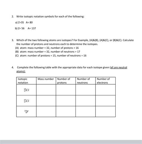 Isotope Symbol Examples