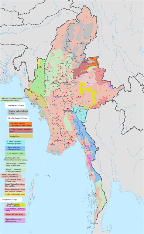 Highly Simplified Map Of The Myanmar Civil War As Maps On The Web