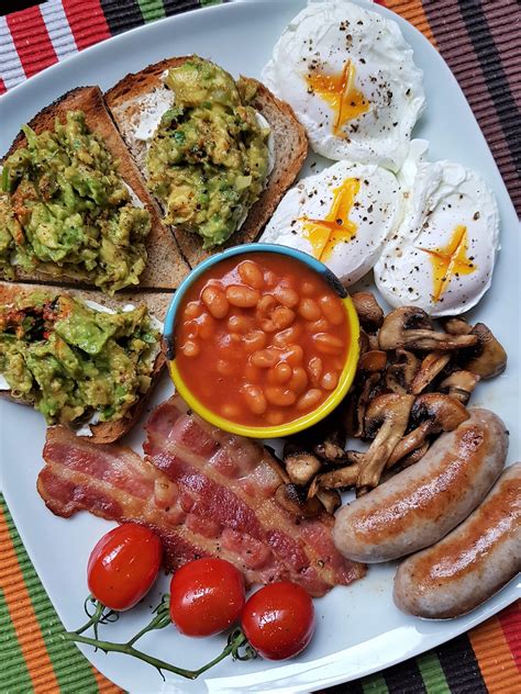 I Ate Toasted Bread Avocado Cream Cheese Poached Eggs Cherry Tomatoes Bacon Sausage