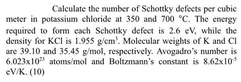 Solved Calculate The Number Of Schottky Defects SolutionInn