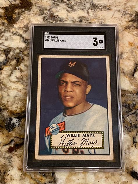 1952 TOPPS WILLIE MAYS RC 261 SGC 3 NEW LABEL CENTERED AMAZING EYE