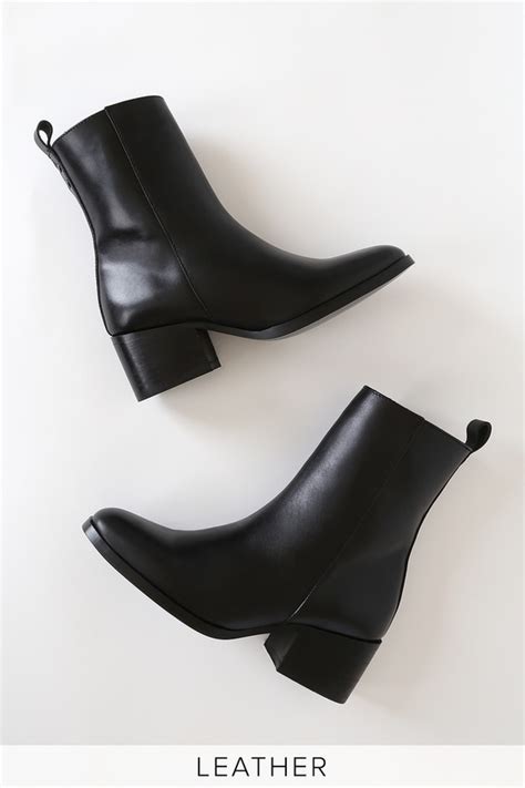 Black Leather Boots - Leather Mid-Calf Boot - Mid-Calf Booties - Lulus