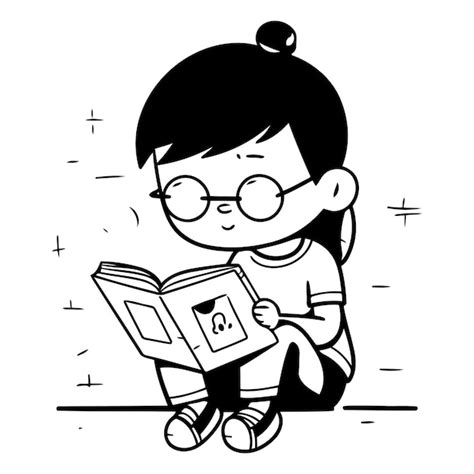 Chica Linda Leyendo Un Libro Ilustraci N De Personajes De Dibujos