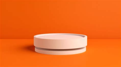 3d Render White Display Pedestal Standing On Vibrant Orange Background Stand Product Cosmetic