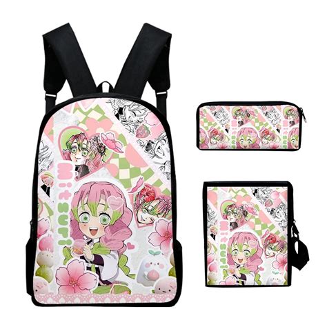 Demon Slayer Kanroji Mitsuri Merch Backpack Rucksack Zip Pack Schoolbag Daypacks Travel Bag