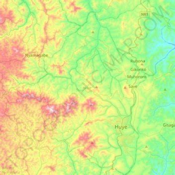 Huye topographic map, elevation, relief