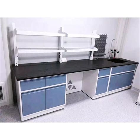 Wooden School Laboratory Furniture Science Lab Desk With Reagent Rack