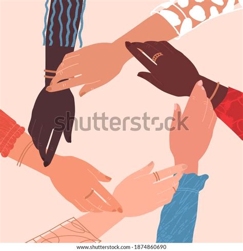 Multiracial Human Hands Make Circle Blank Stock Vector Royalty Free