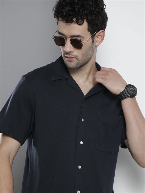 Buy Tommy Hilfiger Men Navy Blue Solid Casual Shirt Shirts For Men