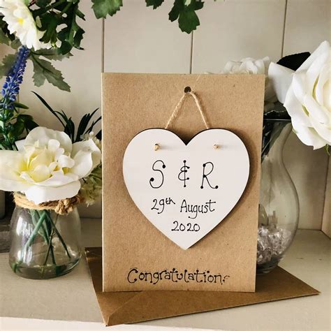 Personalised Engagement Card Heart Wooden Keepsake By Craft Heaven Designs