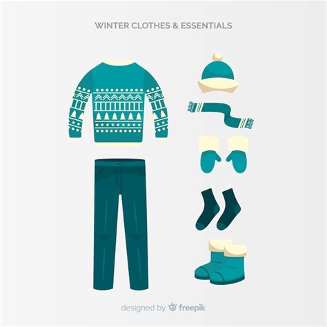 Colección ropa y esenciales de invierno Vector Gratis