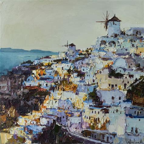 Santorini Greece Original Landscape Painting 2021 Oil Painting By