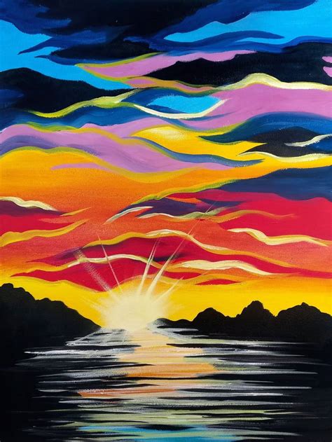 Sunrise at sea pop art Painting by Tetiana Surshko | Saatchi Art