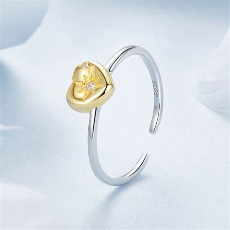 18K Gold Plated Heart Ring 925 Sterling Silver