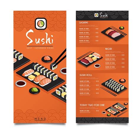 Plantilla De Men De Restaurante De Sushi Isom Trica Vector Gratis