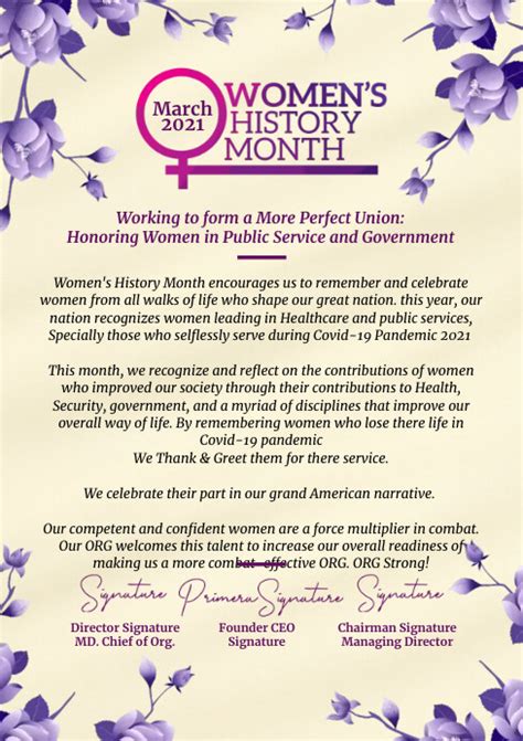 Copy Of Womens History Month Letter 2021 Template Postermywall