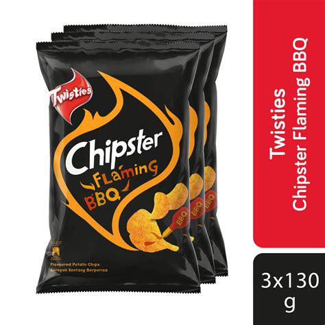 Bundle Of 3 Twisties Chipster Flaming Bbq 130g Crispy Crunchy