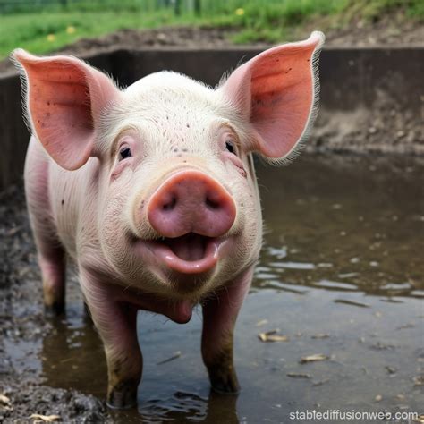 Pig Smiles At Camcorder In Slop Stable Diffusion Online