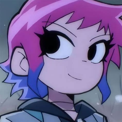 An Anime Character With Pink Hair And Blue Eyes Looks At The Camera