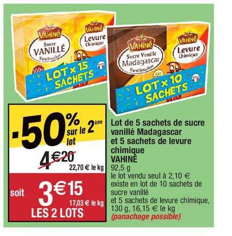 Promo Lot De 5 Sachets De Sucre Vanillé Madagascar Et 5 Sachets De