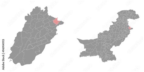 Sialkot district map, administrative division of Pakistan. Vector ...