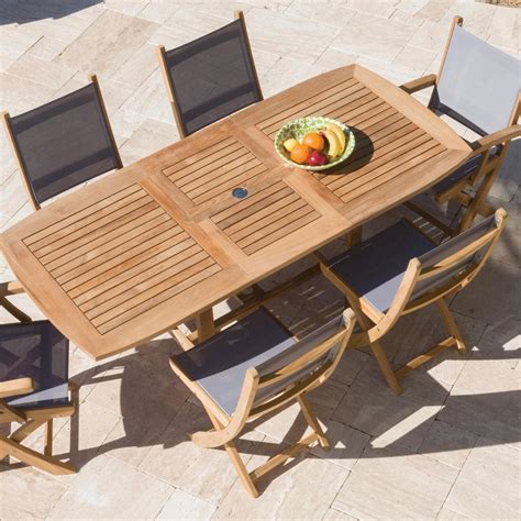 Sailmate Piece Teak Patio Dining Set W X Inch Rectangular