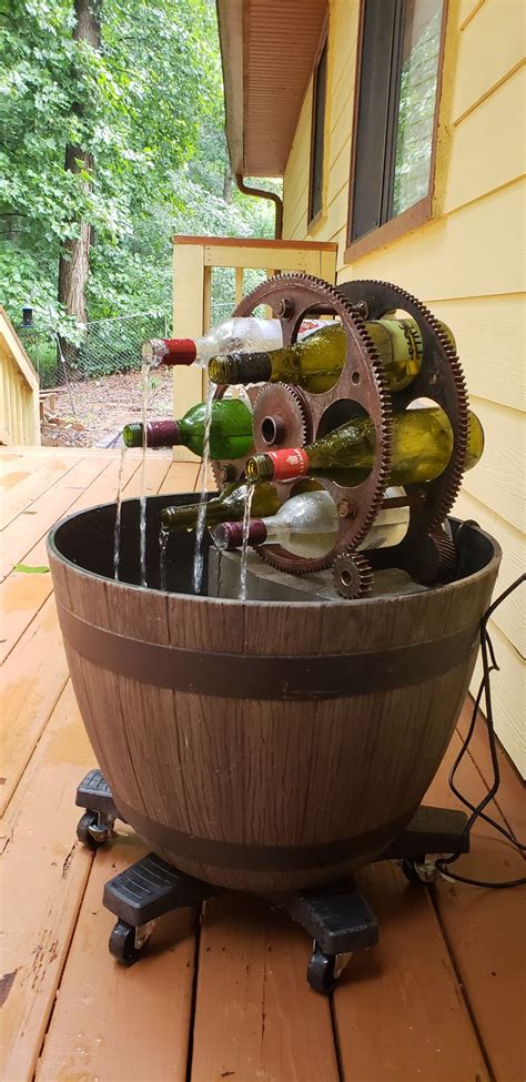 Wine Bottle Fountain Trial Run Diy Fountain Diy Garden Fountains