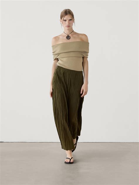 Long Pleated Skirt · Green · Smart Skirts Massimo Dutti