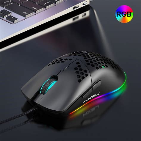 Hxsj J Honeycomb Hollow Shaped Ergonomic Usb Gaming Rgb Wired Mouse