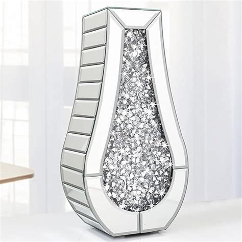 Amazon Allartonly Crushed Diamond Mirror Vase Crystal Silver Glass