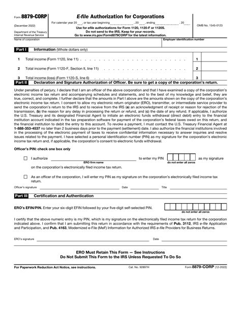 Irs Form 8879 Corp Fill Out Sign Online And Download Fillable Pdf