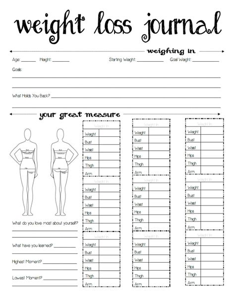 Weight Loss Journal Printables