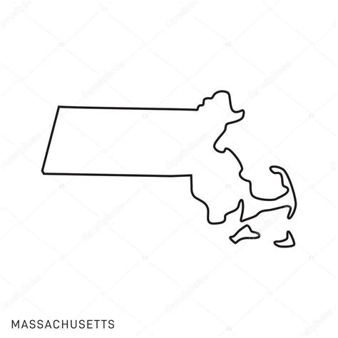 Massachusetts Map Vector Outline Plantilla Diseño Carrera Editable Vector De Stock De ©fafostock