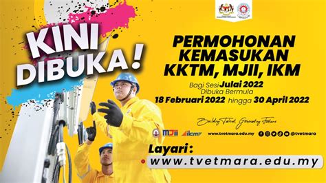 Permohonan Kemasukan Institusi Tvet Mara Sesi Julai 2022