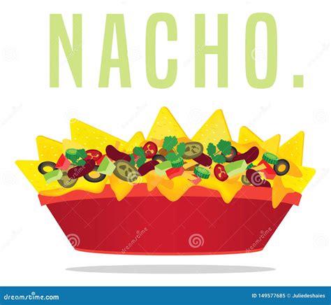 Loaded Vegetarian Cheese Nacho Plate Stock Vector Illustration Of