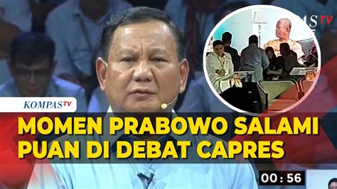 Momen Prabowo Salami Puan Maharani Usai Sampaikan Visi Misi Di Debat