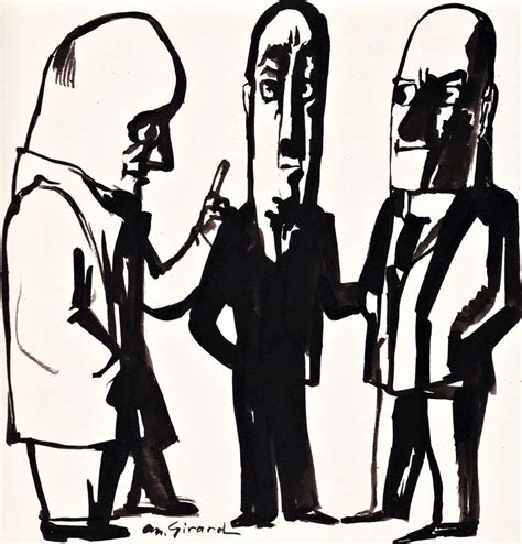 Three men Drei Männer caricature Karikatur drawing dessin