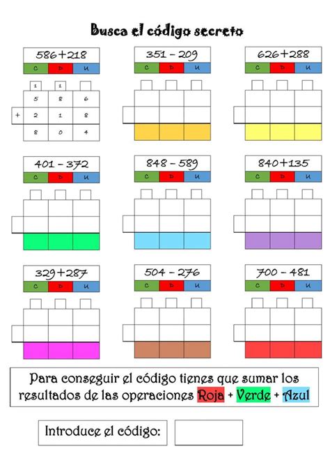 Worksheet Sumas Y Restas