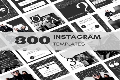 300 Black Instagram Template Bundle | Instagram Templates ~ Creative Market