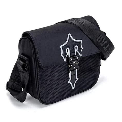 Trapstar Luxury Designer IRONGATE T Crossbody Bag Black Reflective Blue