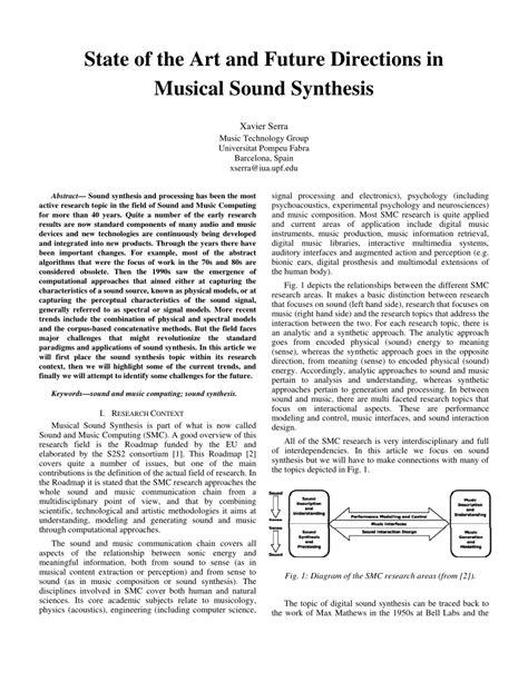 Pdf State Of The Art And Future Directions In Musical Sound Synthesis